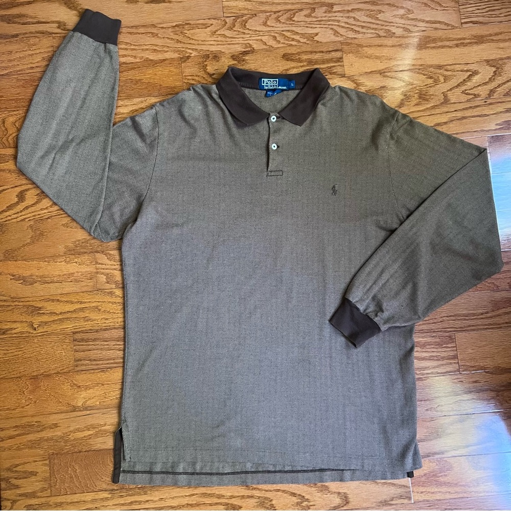 Polo by Ralph Lauren Men's Large long sleeve Brown Polo Shirt